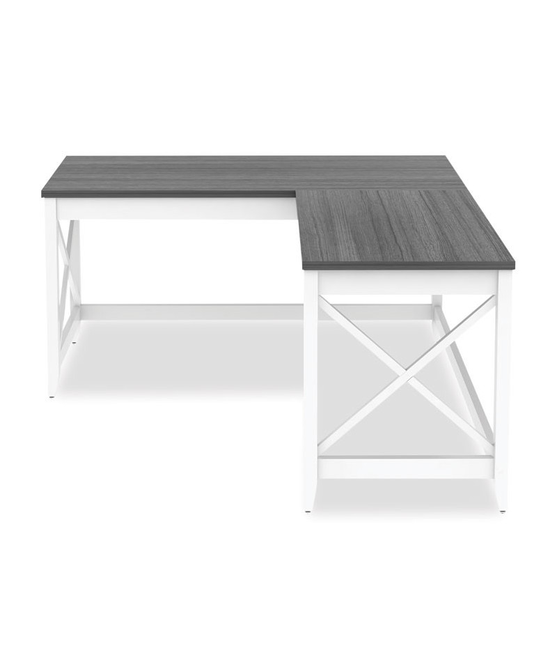 L Shaped Farmhouse Desk X X Gray White