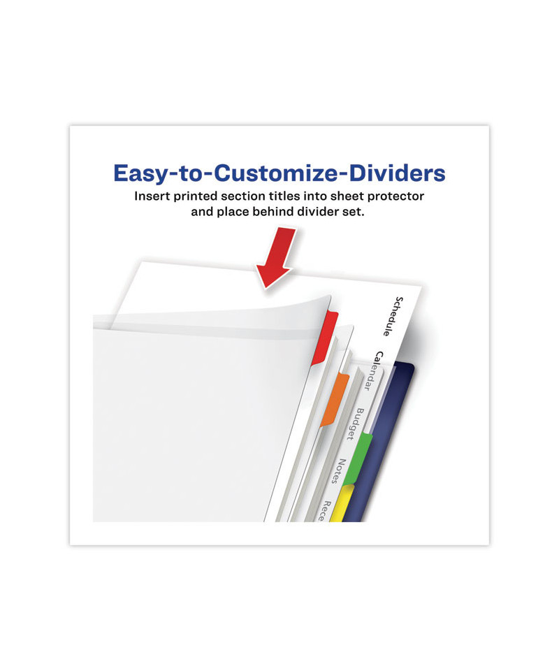 Clear Easy View Plastic Dividers with Multicolored Tabs and Sheet Protector, 8Tab, 11 x 8.5