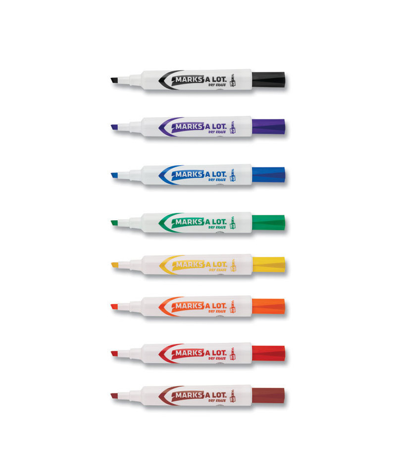 MARKS A LOT Desk-Style Dry Erase Marker, Broad Chisel Tip, Assorted ...