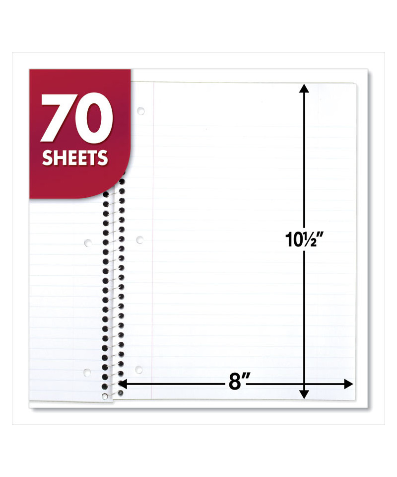 Spiral Notebook, 3-Hole Punched, 1 Subject, Wide/Legal Rule, Randomly ...