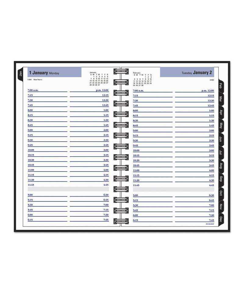 Hardcover Daily Appointment Book, 4 7/8 x 7 7/8, Black, 2019