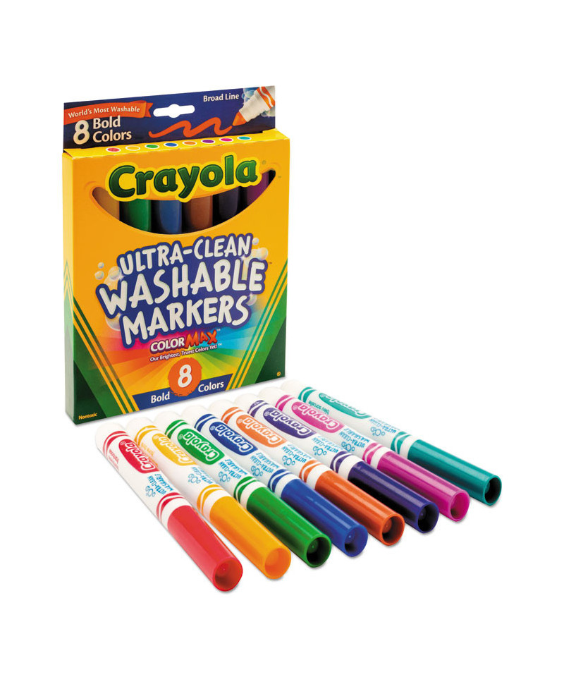 Washable Markers, Broad Point, Bold Colors, 8/Set