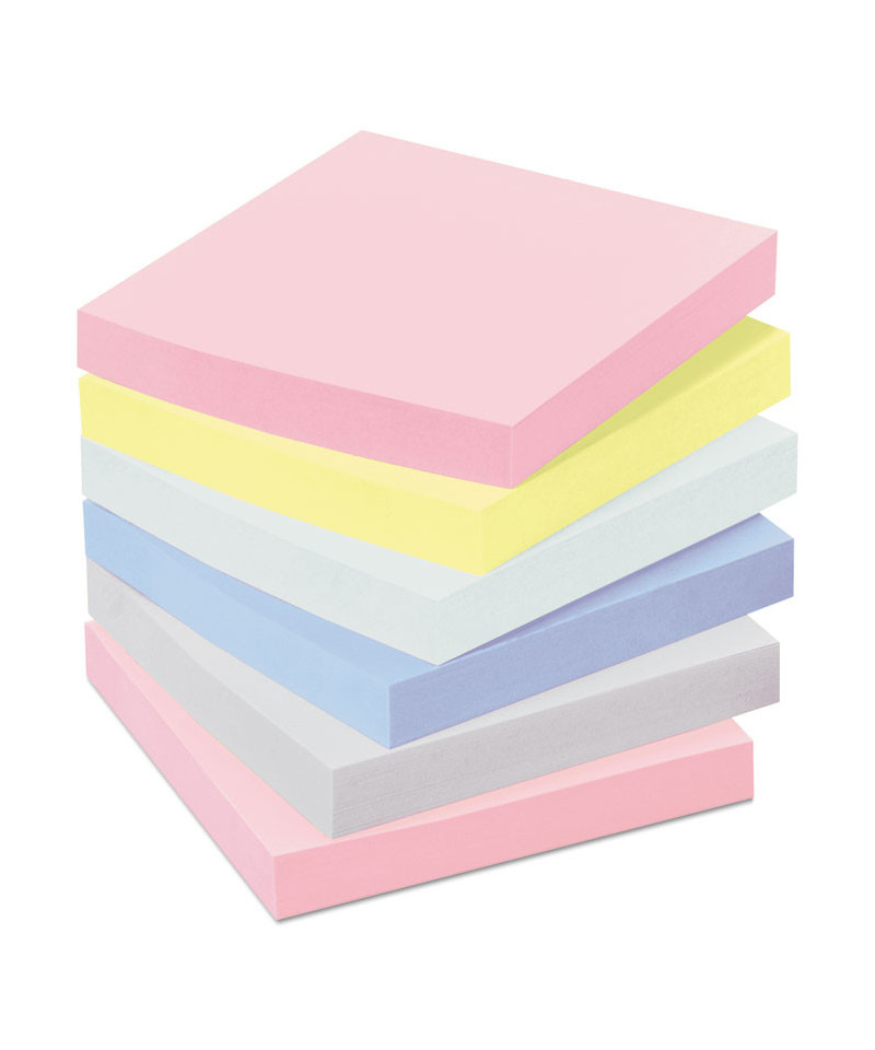 Recycled Note Pads, 3 x 3, Assorted Helsinki Colors, 100-Sheet, 24/Pack