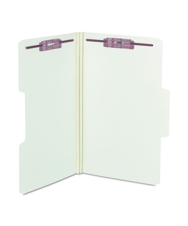 SuperTab Folders with SafeSHIELD Fasteners, 1/3 Cut, Legal, Gray/Green ...