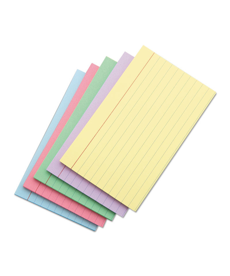 Index Cards, Ruled, 3 x 5, Assorted, 100/Pack